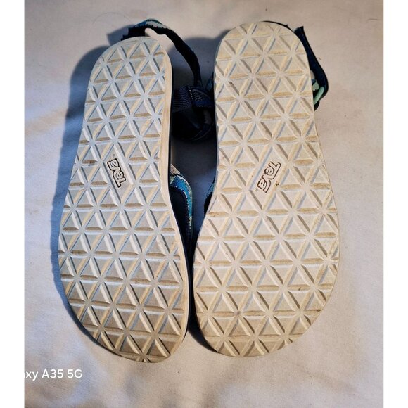 Teva Womens Size 9 Blue & Teal Geometric Pattern Adjustable Strap Sandals - Picture 4 of 6